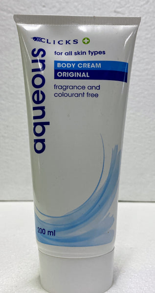 Aqueous Body Cream 200 ml tube (Clicks) - for all skin types
