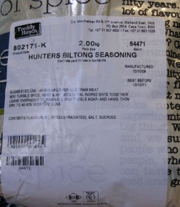 Freddy Hirsch Hunters Biltong Spice 2kg