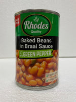 Rhodes Baked Beans with Green Peppers in Braai Sauce 410gm